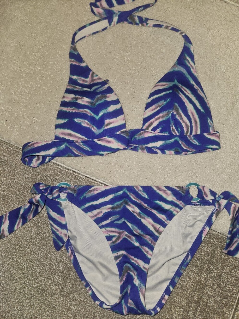 Victoria Secrets Girls' Purple Zebra Print Two-Piece Swimsuit Bikini